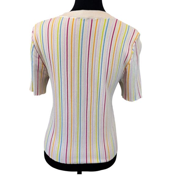 KUHL X RTR Women's Cream Rainbow Striped The Jenna Top Size Medium - Picture 6 of 9